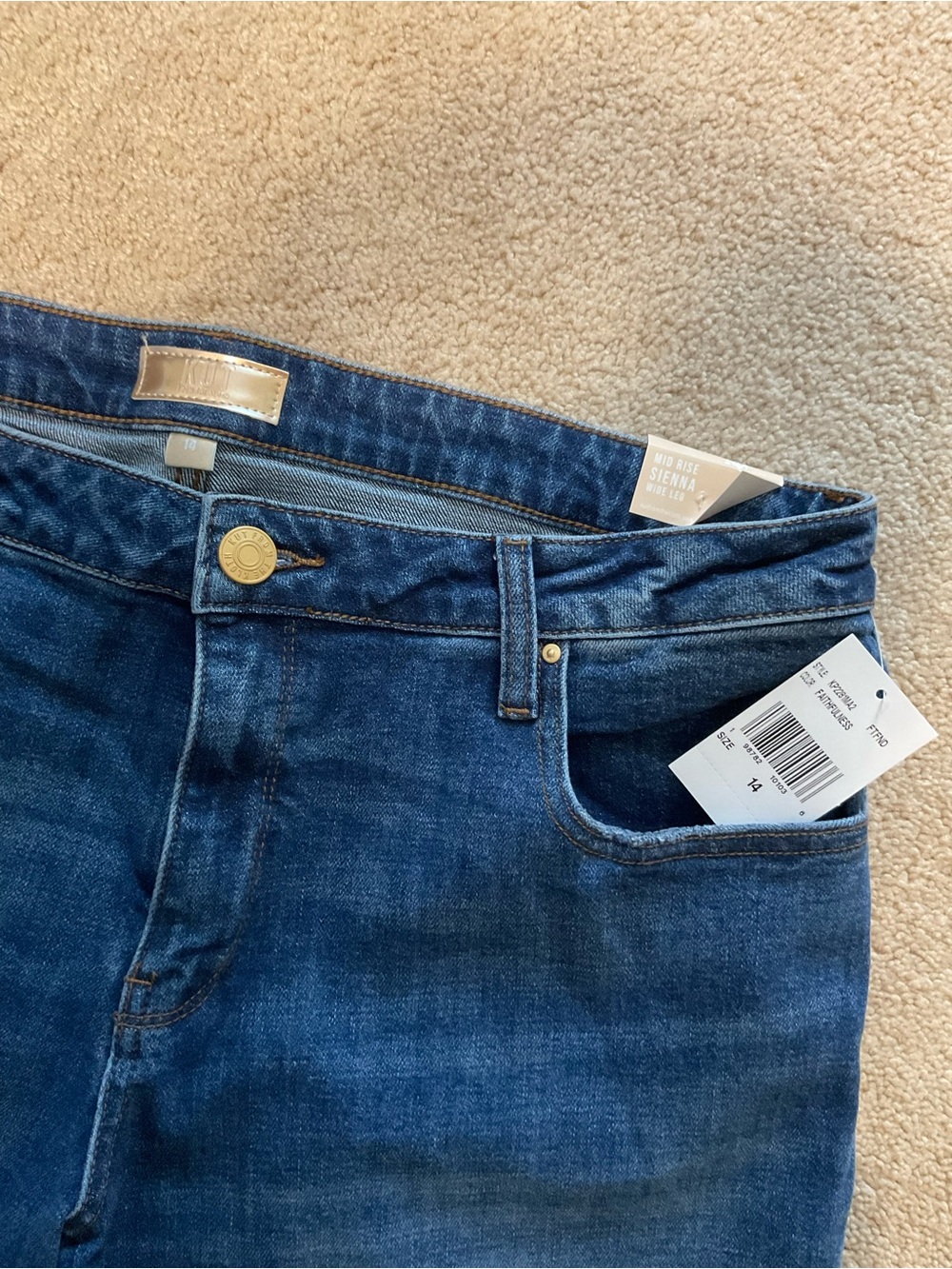 Kut from the Kloth Dark Blue Cuffed Wide-Leg Jeans - Picture 3 of 4